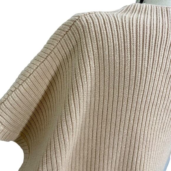 Entro Women's Oversized Cream Rib Knit Chunky Sweater Top Mock Neck Pocket Sz 2X - Picture 3 of 12